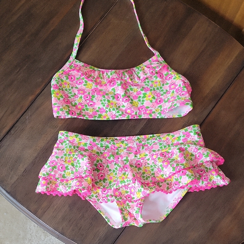 Mini Boden NWOT Floral Bikini Swim Suit Sz 7-8yr